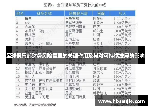 足球俱乐部财务风险管理的关键作用及其对可持续发展的影响